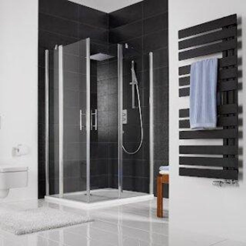 HSK 126016-41-1640 Favorit Nova Eckeinstieg Pendelbar 4-teilig Ecklösung 900x750x1950mm Chromoptik Linea 01 Edelglasbeschichtung