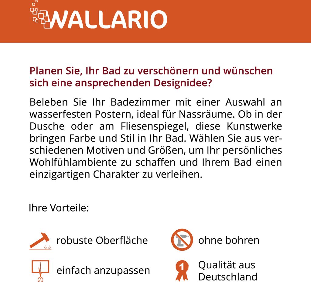 Wallario wasserfestes Poster selbstklebend 60 x 60 cm, Sonnenportal in die Zukunft, Badezimmerposter Spritzschutz mit Hochglanzoberfläche in Glaso...