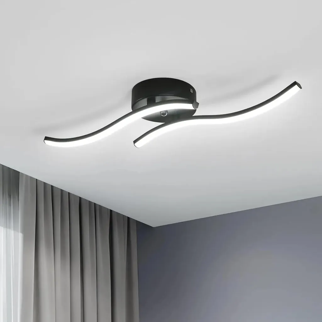 Luminaire Plafonnier LED Moderne Noir - Lampe de Plafond Ronde 12W 1300 Lumens