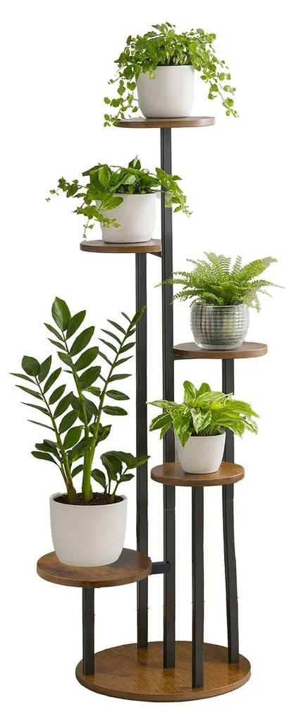 Étagère à plantes à 5 niveaux en bois robuste pour salon et balcon