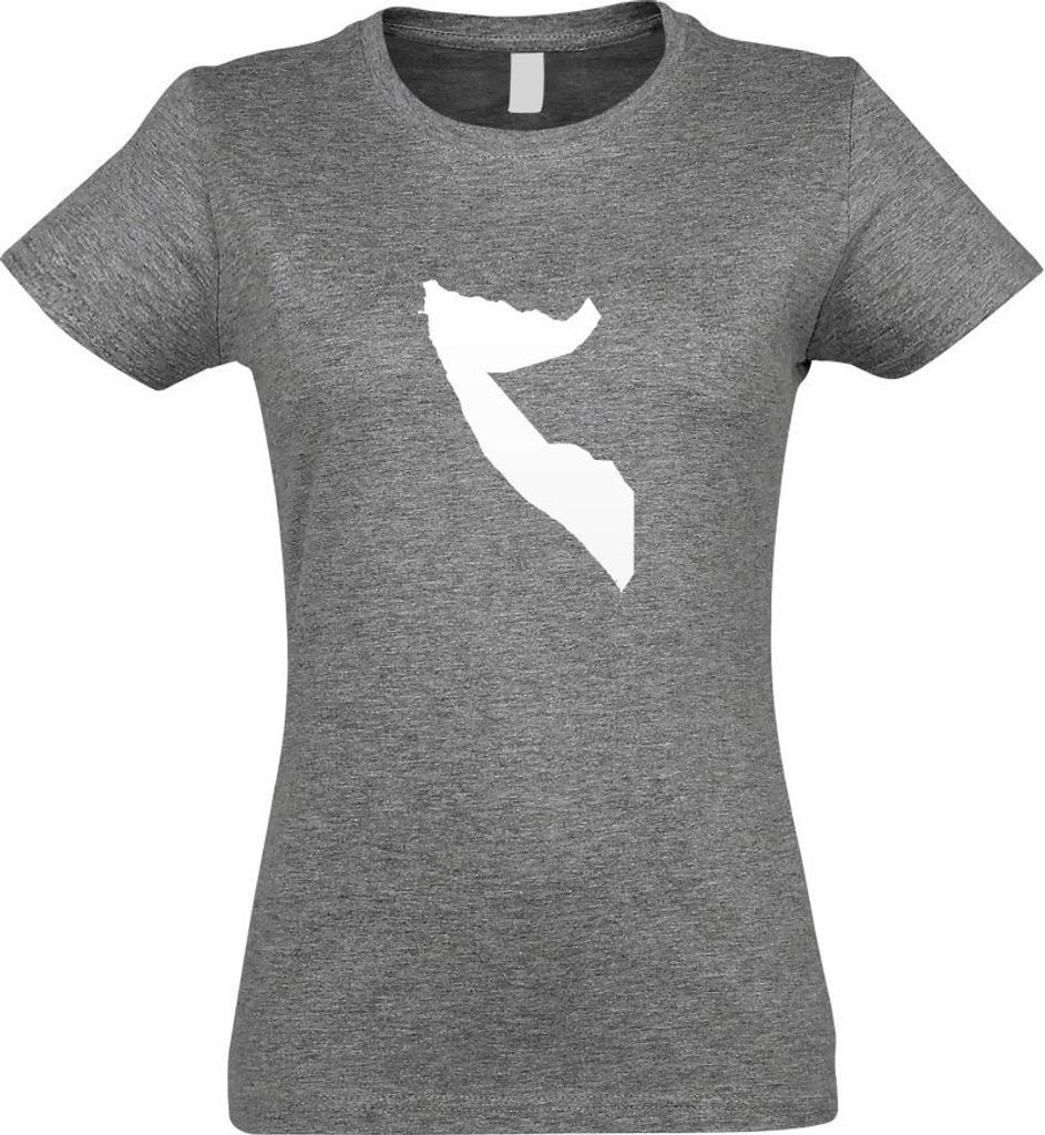 Kiwistar - T-Shirt tailliert - Damen - Graumeliert - Somalia Umriss Kontur - mit Motiv Bedruckt - Funshirt Design - Sport - Freizeit - Damen - XL