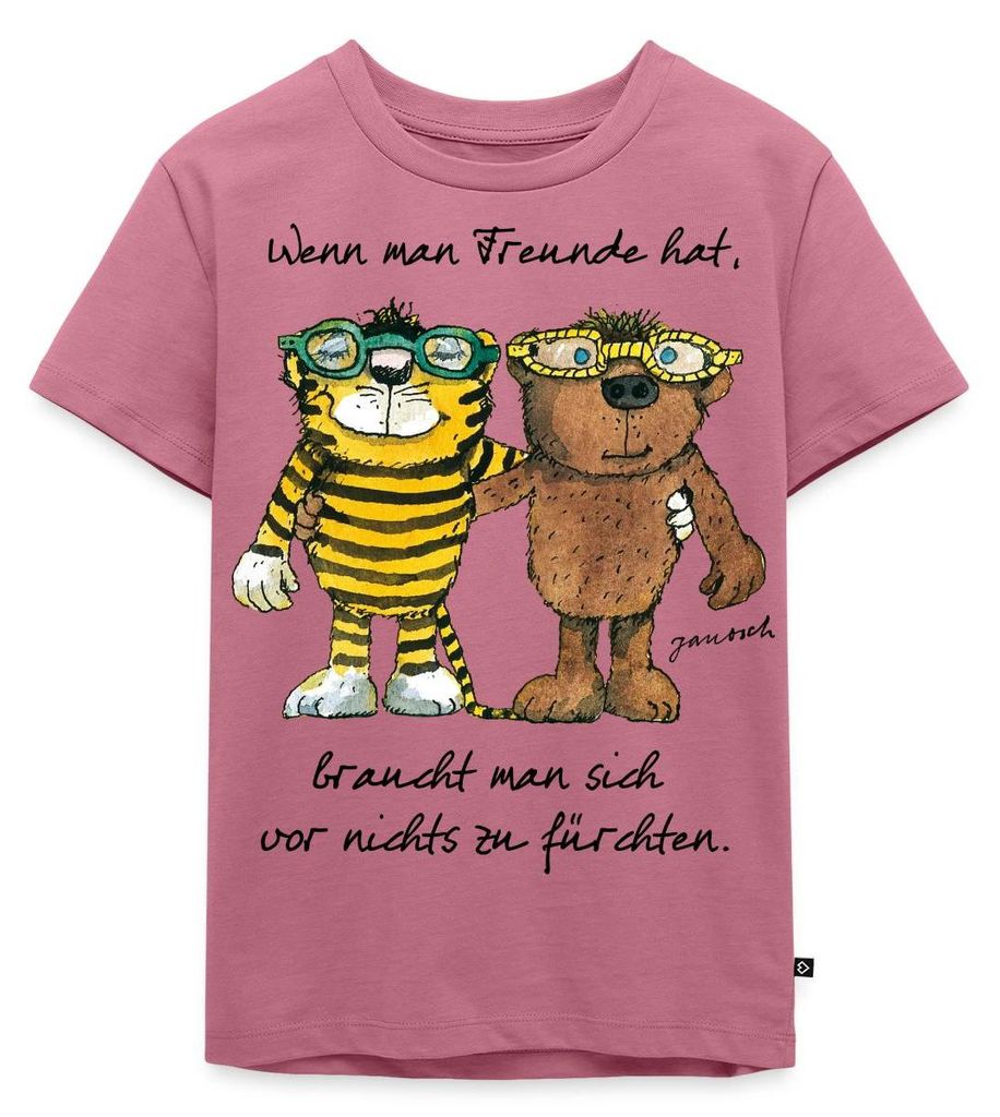 Spreadshirt Janosch Tiger Und Bär Wenn Man Freunde Hat Zitat Kinder Premium T-Shirt, 110/116 (4 Jahre), Mauve