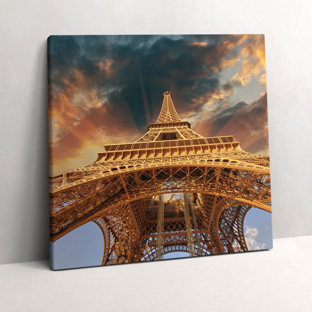 Eiffel Tower in the sunlight – Leinwandbild Wandbild – 60x60 cm – Leinwandbilder – Wandbilder – Schlafzimmer – Flur