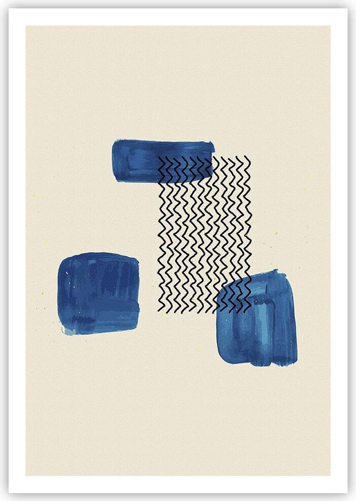 Poster - Poster ohne Rahmen - Abstraktion Flecken Zickzack - 70x100 cm - Wand Bild - Wanddeko - Wandbilder - Kunstposter - Wandposter - Bilder - Ku...