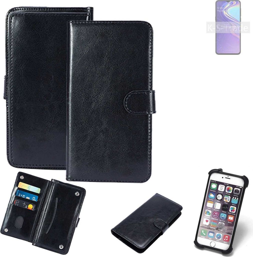 K-S-Trade 360° Hülle kompatibel mit Samsung Galaxy M30 schwarz Kunstleder Case BookCase WalletCase Kunstlederederhülle Handyhülle, Rundumschutz