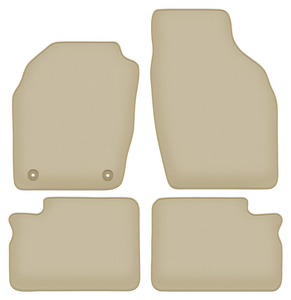 Velours-Fußmatten PREMIUM beige passend für Opel Agila A (2000-2007, Schrägheck) – mit Befestigungen – passgenau