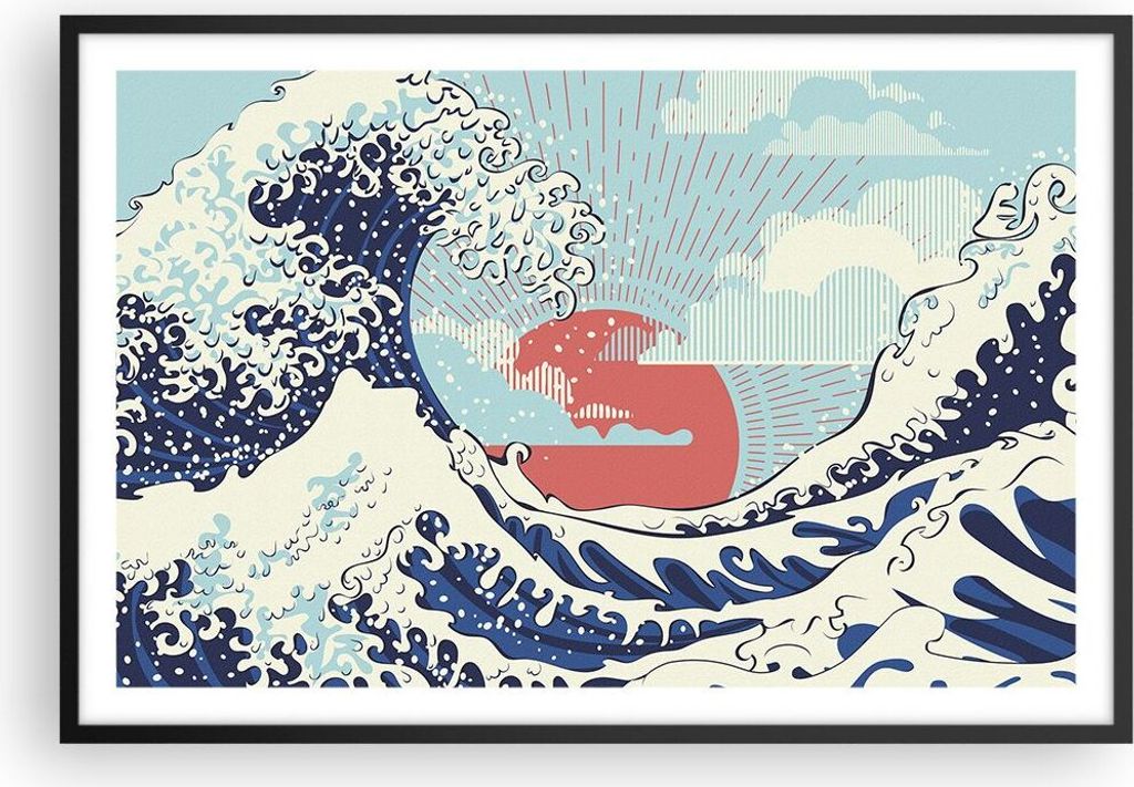 Gerahmtes Poster - Schwarzer Rahmen - Rot modern vielleicht - 91,5x61 cm - Wand Bild - Wanddeko - Wandbilder - Kunstposter - Wandposter - Bilderrah...