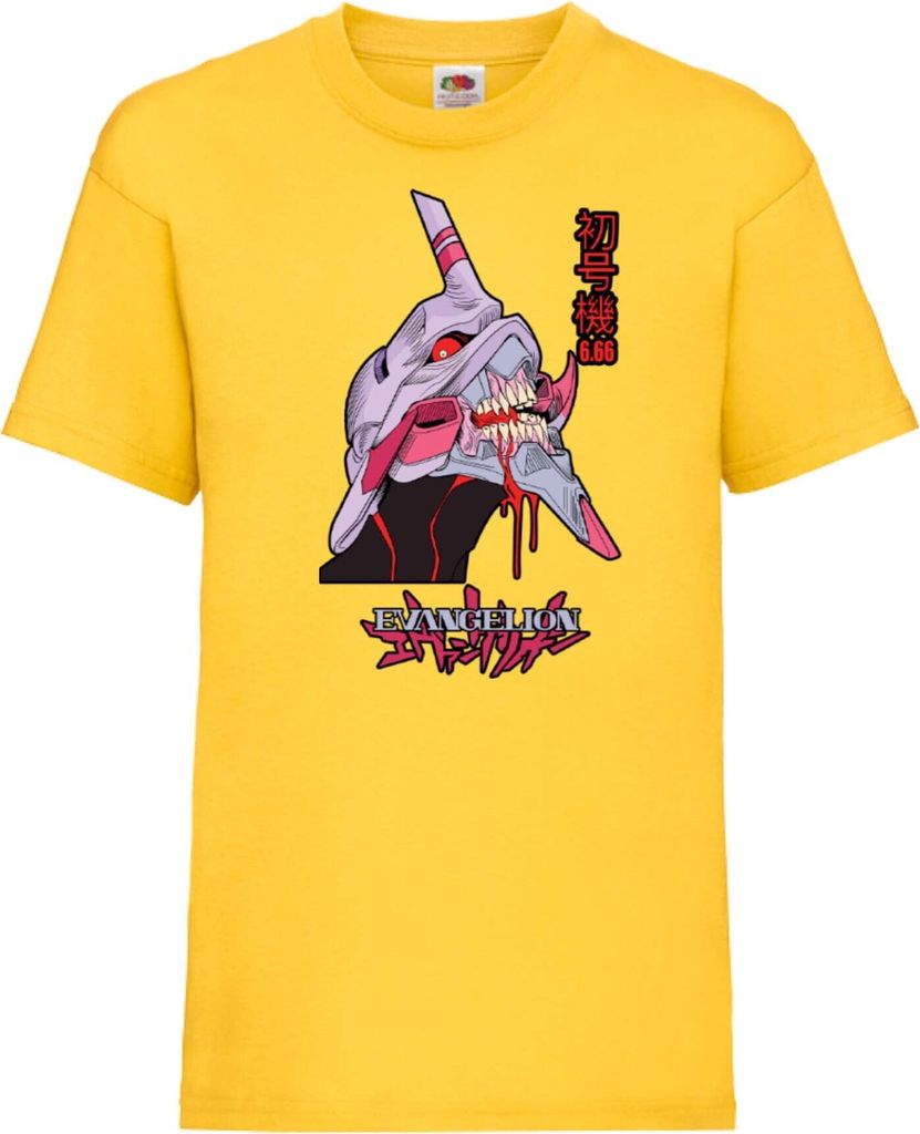 Kinder T-Shirt Japan Animation Manga Anime Comics Neon Anime Genesis Manga Evangelion Eva Unit 03 Mech Var-037 Eva Unit Mech, 5-6 Jahr - 116 / Gelb