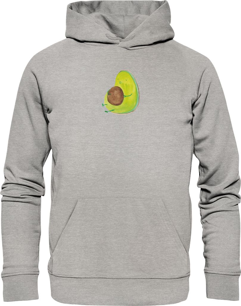 Mr. & Mrs. Panda Organic Hoodie Avocado Pfeifen Größe XL - Heather Grey - Geschenk, Kapuzenpulli, Rund, Ernährung, Abnehmen, Baumwollpullover, K...