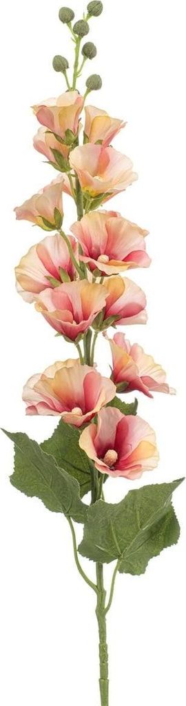 artplants.de Kunst Stockrose WHYNRA, pink-pfirsich, 105cm - Künstliche Rosenblüte