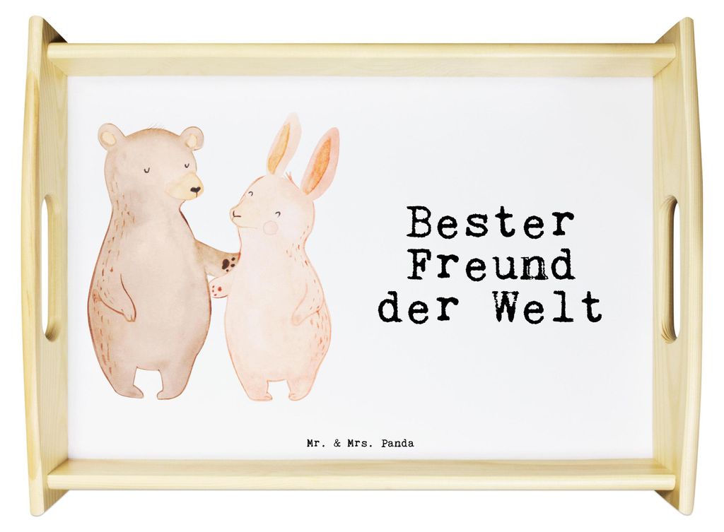 Mr. & Mrs. Panda Tablett Hase Bester Freund der Welt - Weiß - Geschenk, Love, holz, Bro, Herz, Mann, Holztablett, Serviertablett, Lebensgefährte,...