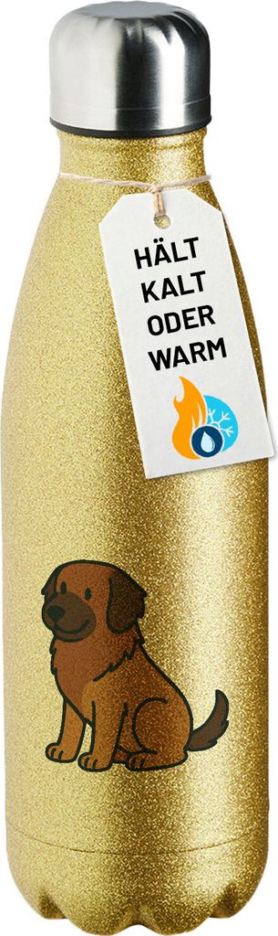 Huuraa Trinkflasche Leonberger Comic Leo 500ml Gold Edelstahl Wasserflasche Trinkflasche Geschenkidee