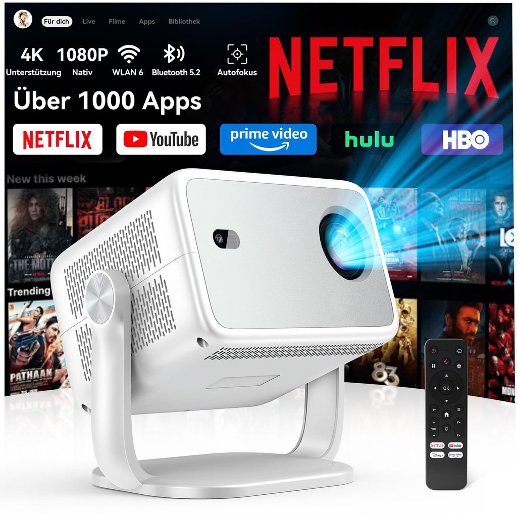 PT10 Beamer, 1080P Native, 4K Support, 360° Produktbild 