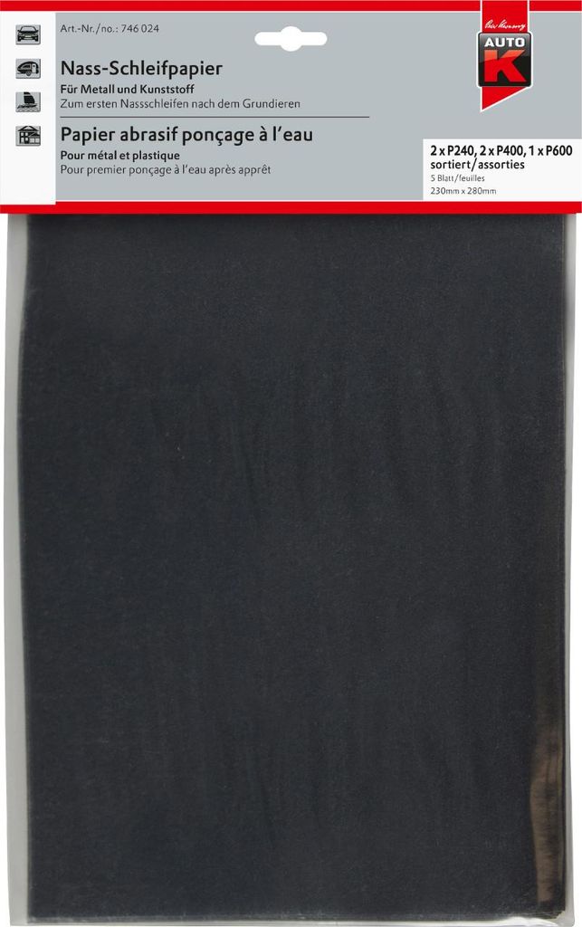 Auto-K Nass-Schleifpapier P240 23x28 23 x 28 cm, 5 Stück Produktbild 