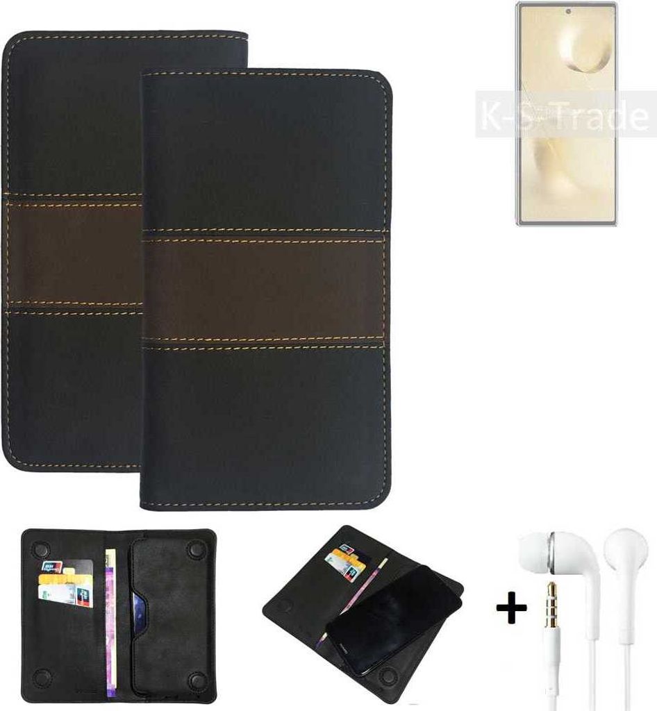 K-S-Trade Handyhülle + Kopfhörer kompatibel mit Xiaomi Mi MIX Fold 2 Schutzhülle Walletcase Bookstyle Tasche Schutz Case Hülle Wallet Cover