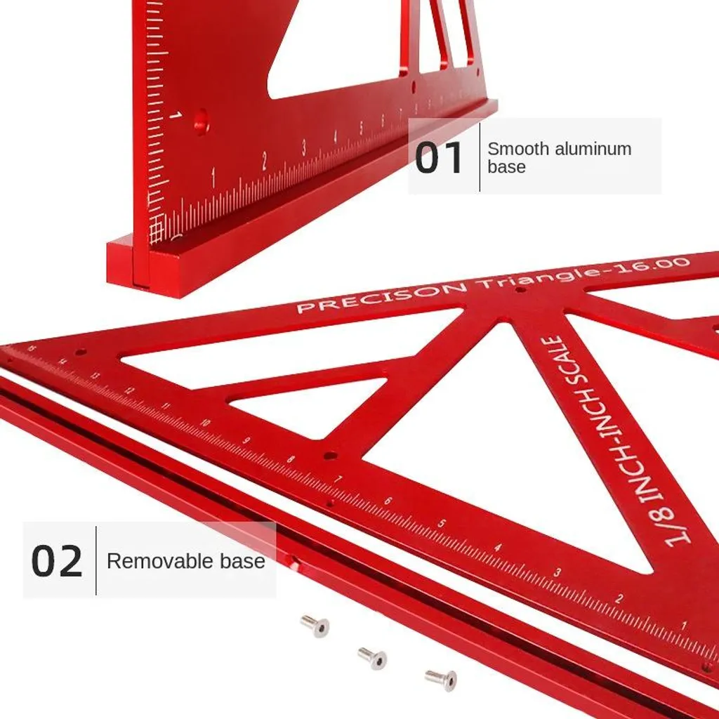 Équerre de menuisier triangulaire robuste pour mesures charpente 18cm