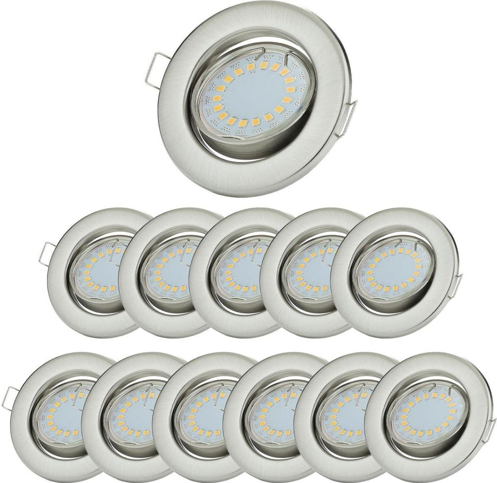 Einbaustrahler LED 12x 5W Warmweiß rund schwenkbar chrom Einbausot 230V
