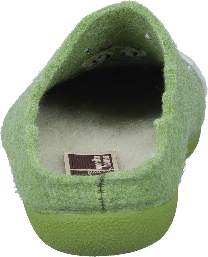 Manitu Damen Pantoffel Biene Filz warm Hausschuh Wellenkante 320230, Größe:38 EU, Farbe:Grün