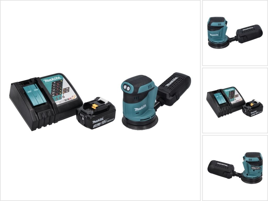 Makita DBO 180 RF1 Akku Exzenterschleifer 18 V 125 mm + 1x Akku 3,0 Ah + Ladegerät