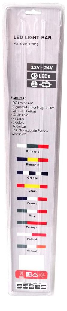 Světelná LED lišta 60 cm, 45 LED diod, 12 V–24 V, Obrázek produktu 
