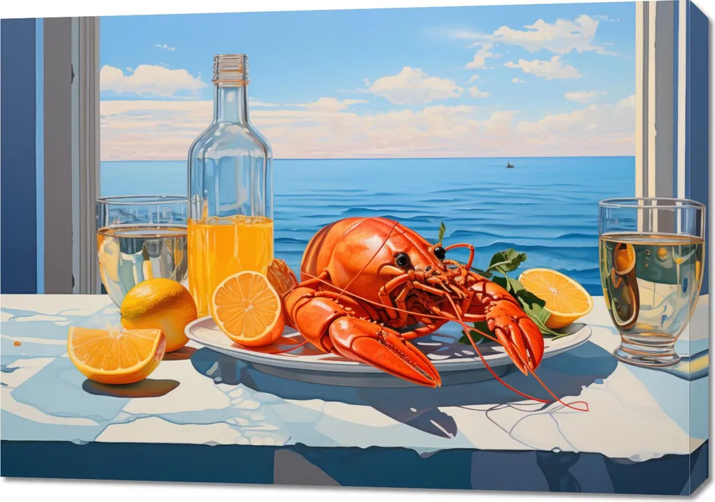 Tableau Homard Non Couple Image 100 x 70 cm - Décoration Murale XL