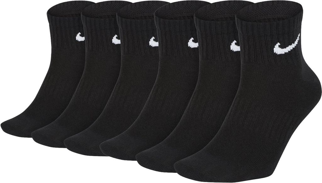 NIKE Uni 6er Pack Sportsocken - Everyday, Lightweight No Show Ankle, einfarbig Schwarz 34-38