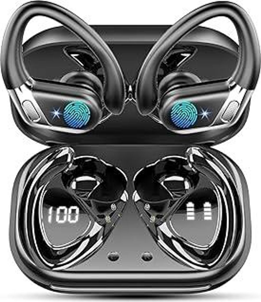 Bluetooth 5.4 Kopfhörer Sport, In Ear Kopfhörer Kabellos Bluetooth mit 4 ENC Noise Cancelling Mics, 50Std HiFi Stereo Bass Ohrhörer mit Ohrhaken...