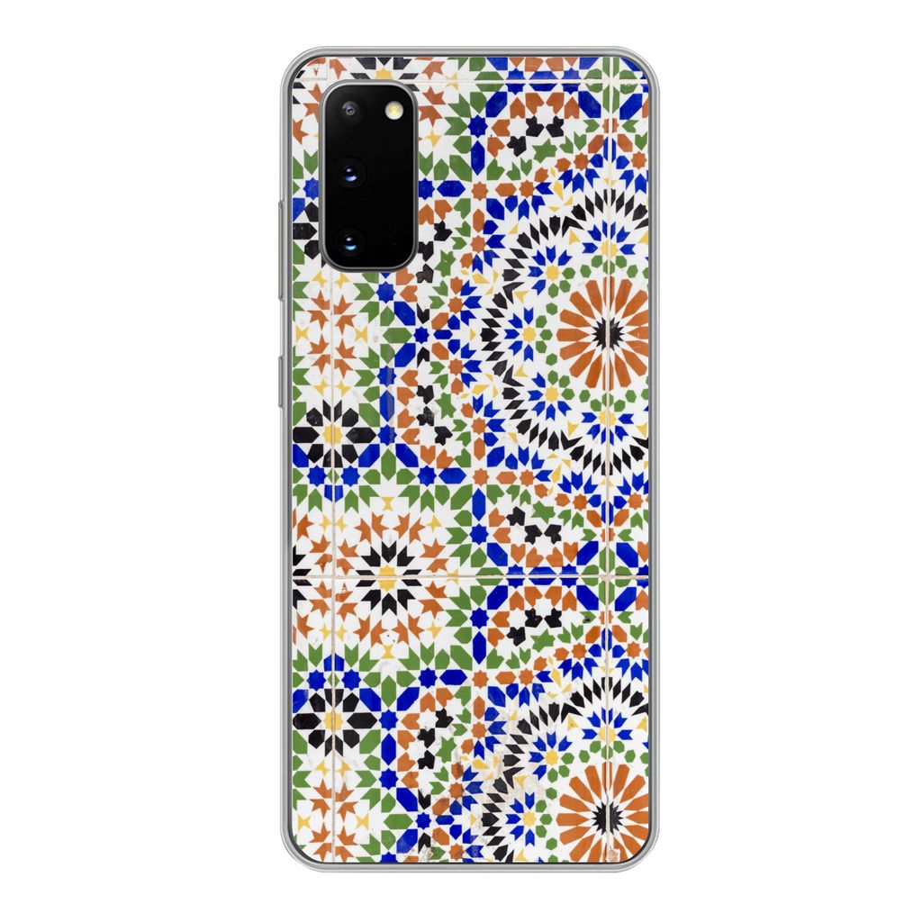 MuchoWow Handyhülle Schutzhülle Hülle für Samsung Galaxy S20 Ein Mosaikdetail mit vielen verschiedenen Formen Silikon Softcase Handy Hülle -...