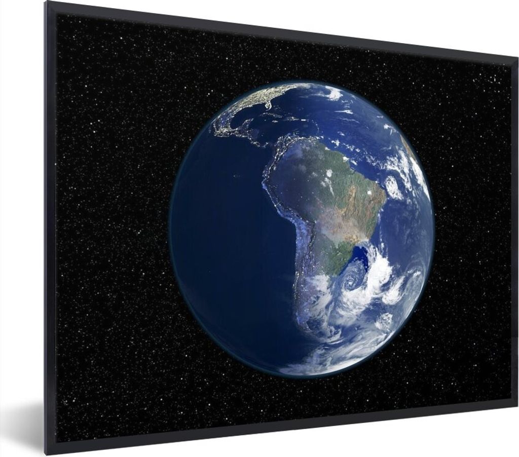 MuchoWow Gerahmtes Poster Südamerika bei Tag und Nacht 40x30 cm - Poster mit Schwarzem Bilderrahmen Wandposter Rahmen Foto Bilder - Kunstposter ...