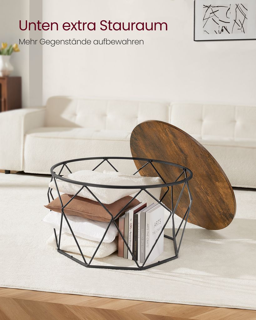 VASAGLE Couchtisch, robust Stahlrahmen, für Wohnzimmer, Produktbild 3