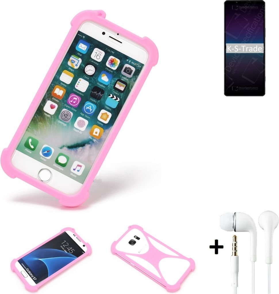 K-S-Trade Bumper + Kopfhörer kompatibel mit Sony Xperia 1 IV Handy Hülle Schutzhülle Silikon Schutz Hülle Cover Case Silikoncase Silikonbumper TPU