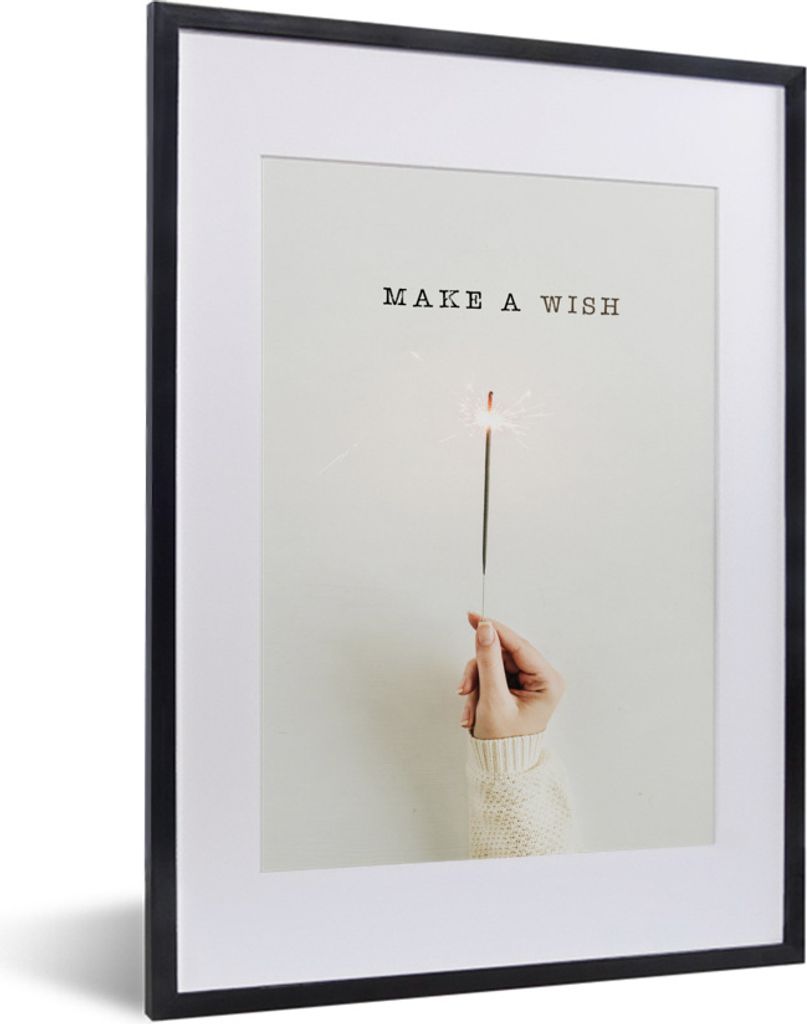 MuchoWow Gerahmtes Poster Winter - Feuerwerk Sterne - Zitat 30x40 cm - Poster mit Schwarzem Bilderrahmen Wandposter Rahmen Foto Bilder - Wandpost...