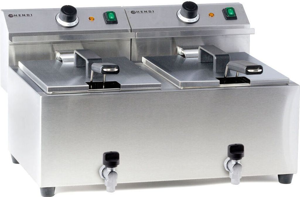 HENDI Friteuse MasterCook    2x8 Ltr mit Ablasshahn 2x3500W Produktbild 