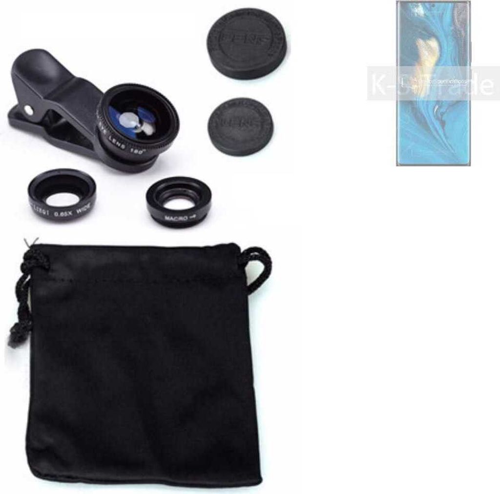 K-S-Trade Smartphone Kamera Linsen Set Kompatibel mit nubia Z30 Pro 3in1 Clip-On Kamera Adapter Macro Weitwinkel FishEye Fischauge Objektiv Linse