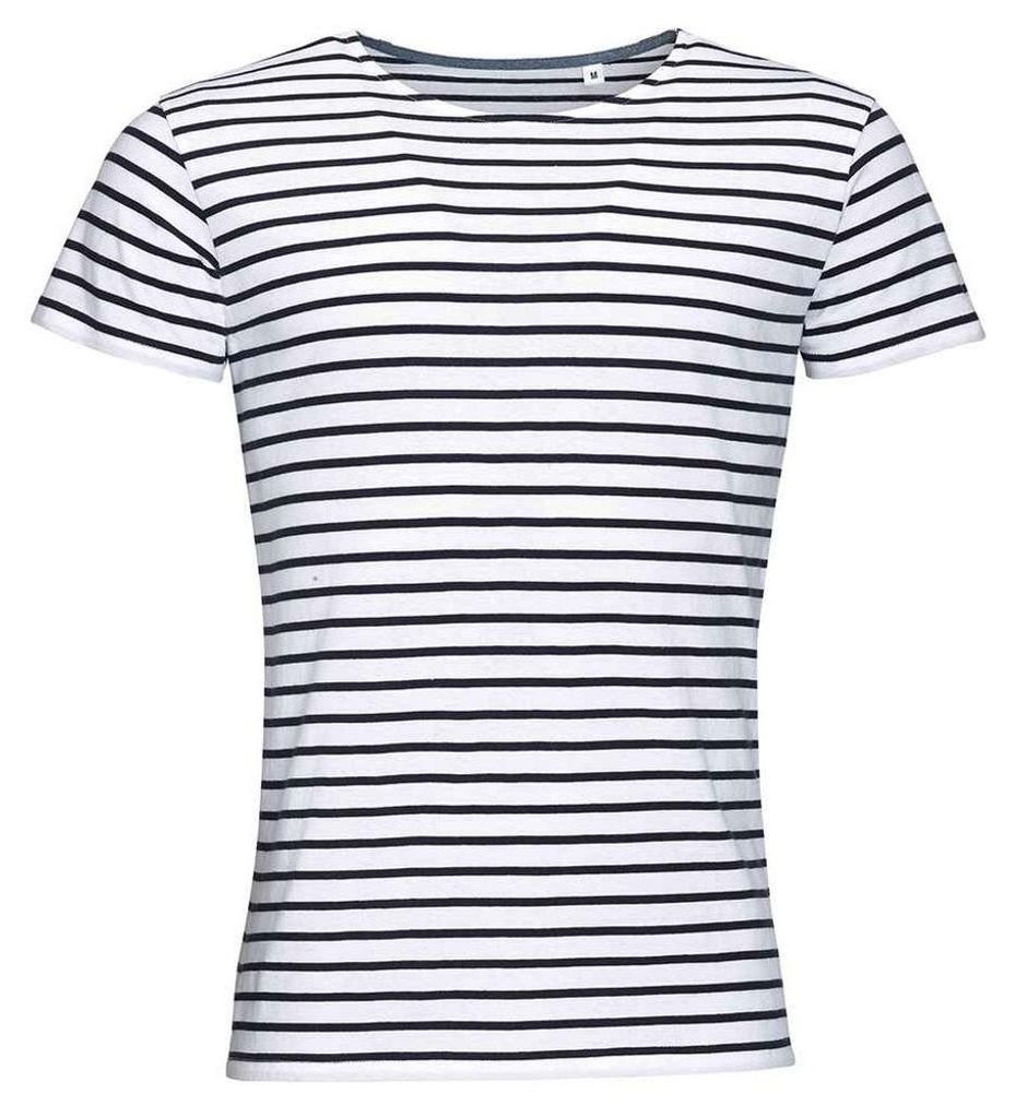 SOLS - "Miles" T-Shirt Rundhalsausschnitt für Herren LT1522 (3XL) (Weiß/Marineblau)