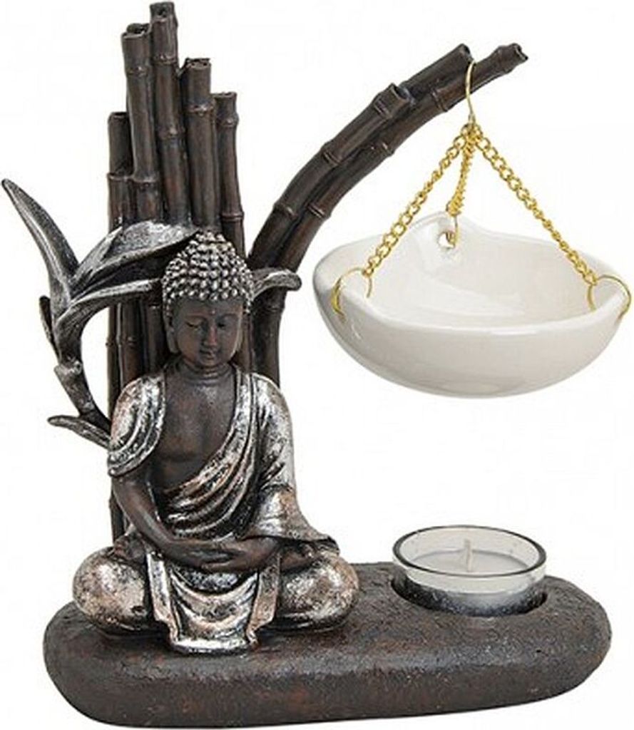 Buddha Figur Duftlampe sitzend braun Feng Shui Polyresin  Produktbild 