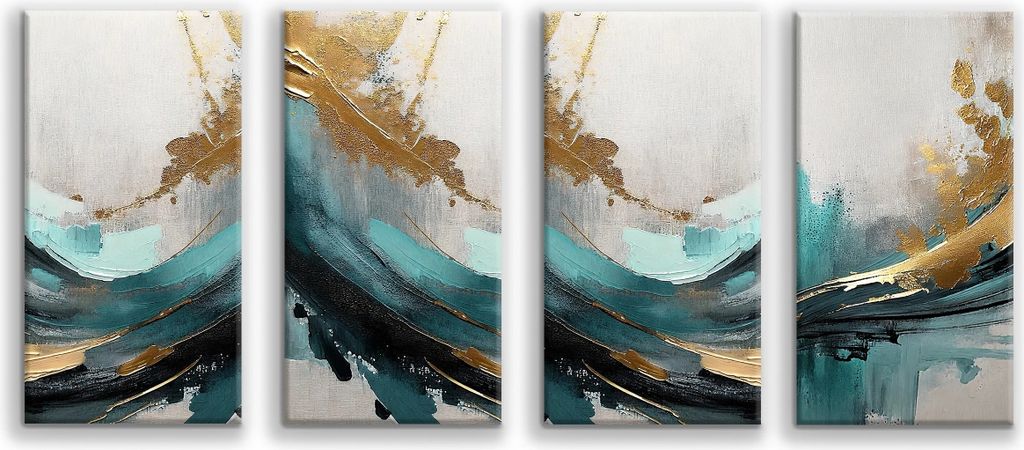 Wandbild Wanddeko Glamour auf Leinwand - ökologische Tinte, Wasserfest - 4 Teilig 80x160 cm Leinwandbilder für wohnzimmer, schlafzimmer