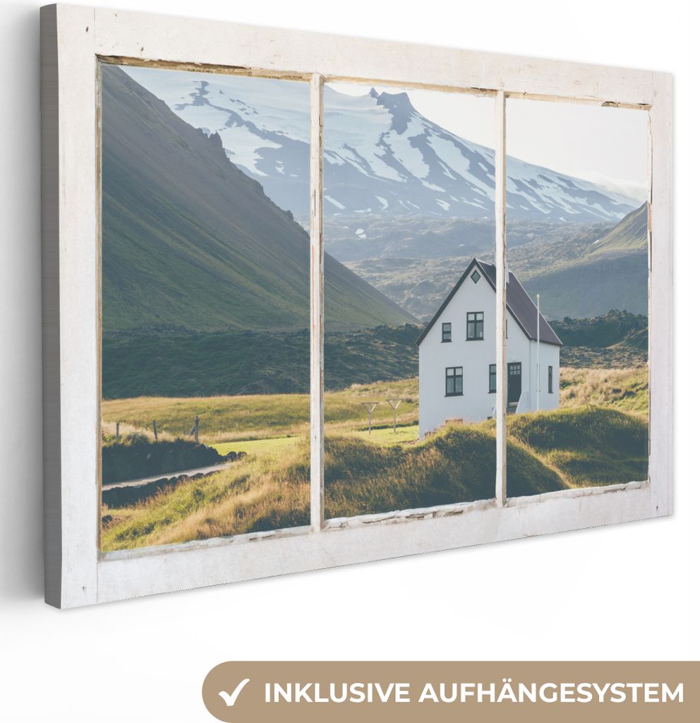 OneMillionCanvasses - Leinwandbilder - 150x100 cm, Aussicht - Haus - Berg, Wandbilder Kunstdruck Wanddekoration