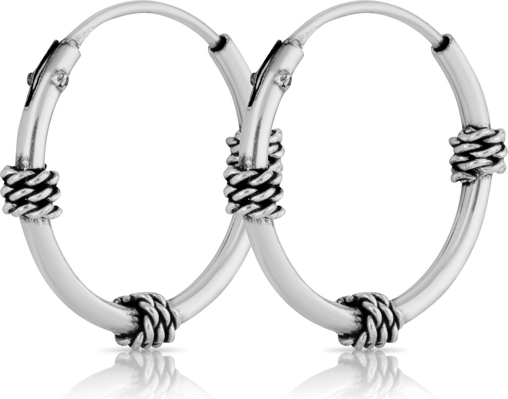 Paar 925er Sterling Silber keltische Bali Creole 14 mm wikinger Ohrschmuck 2015