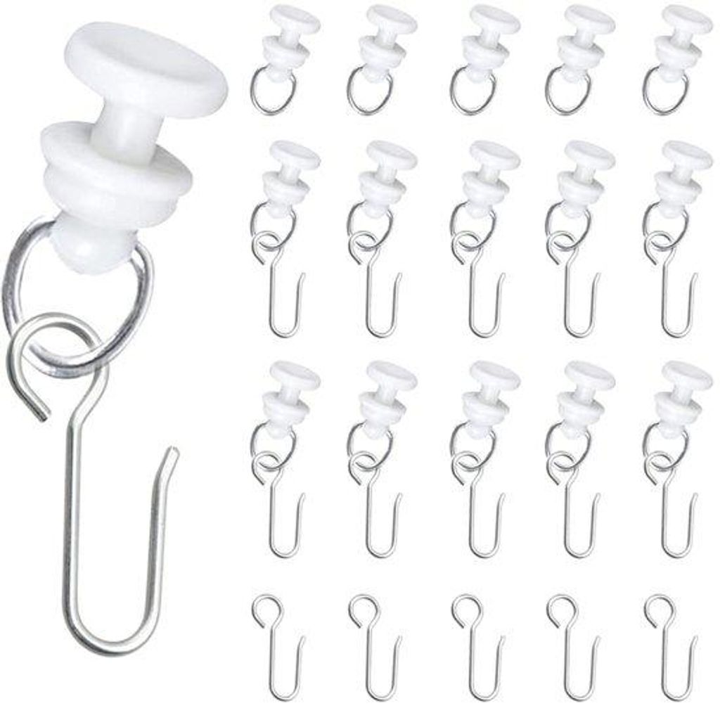 Weisse Plastik Vorhanghaken Set mit Ring für Vorhangrollen