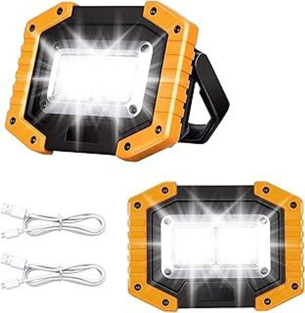 30W LED Akku Strahler Baustrahler Wiederaufladbare Superhell Baustellenlampe 3 Lichtmodi Arbeitsleuchte Wasserdichtes COB USB Campinglampe für Gar...