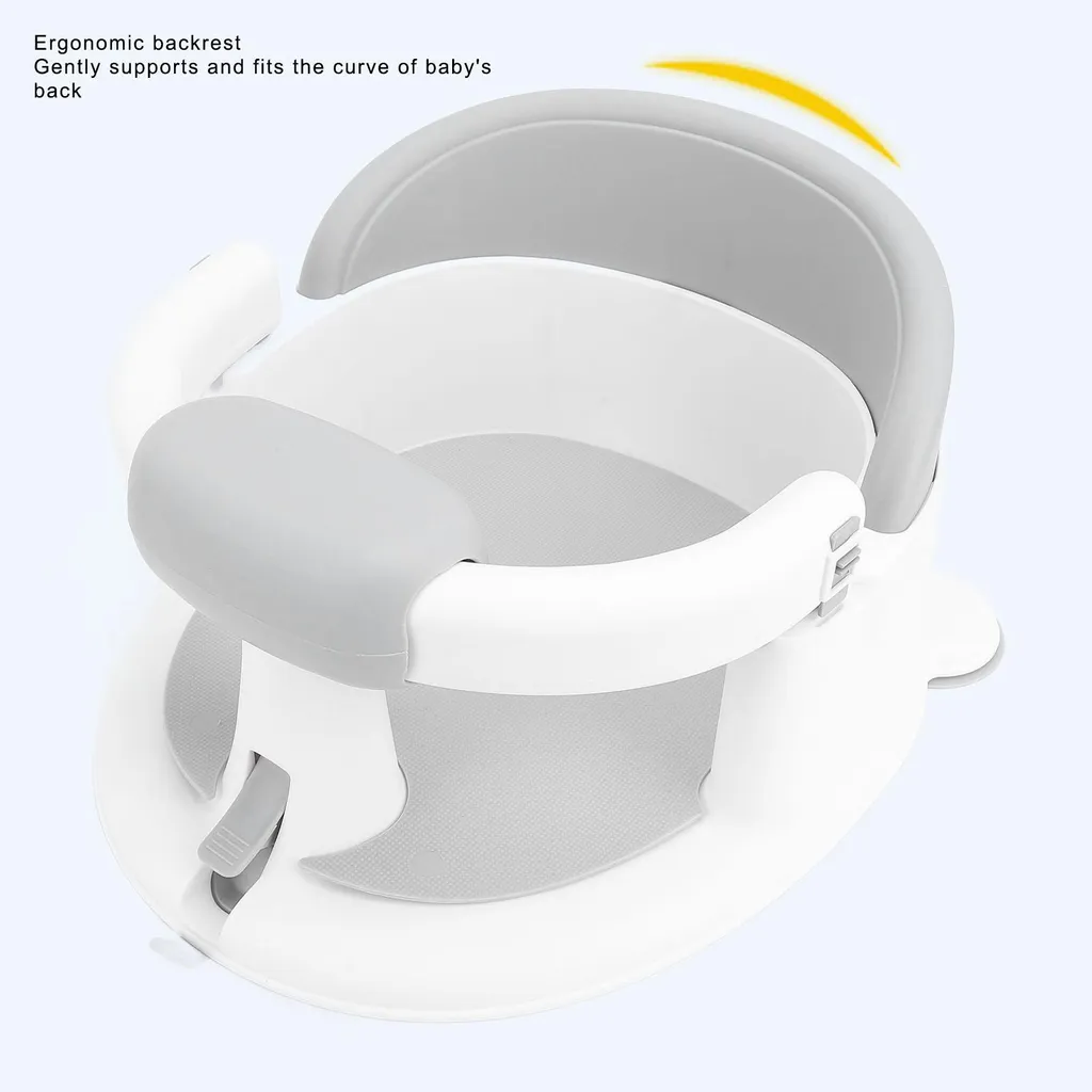 Baignoire ergonomique bébé avec soutien du dossier et ventouses fixes