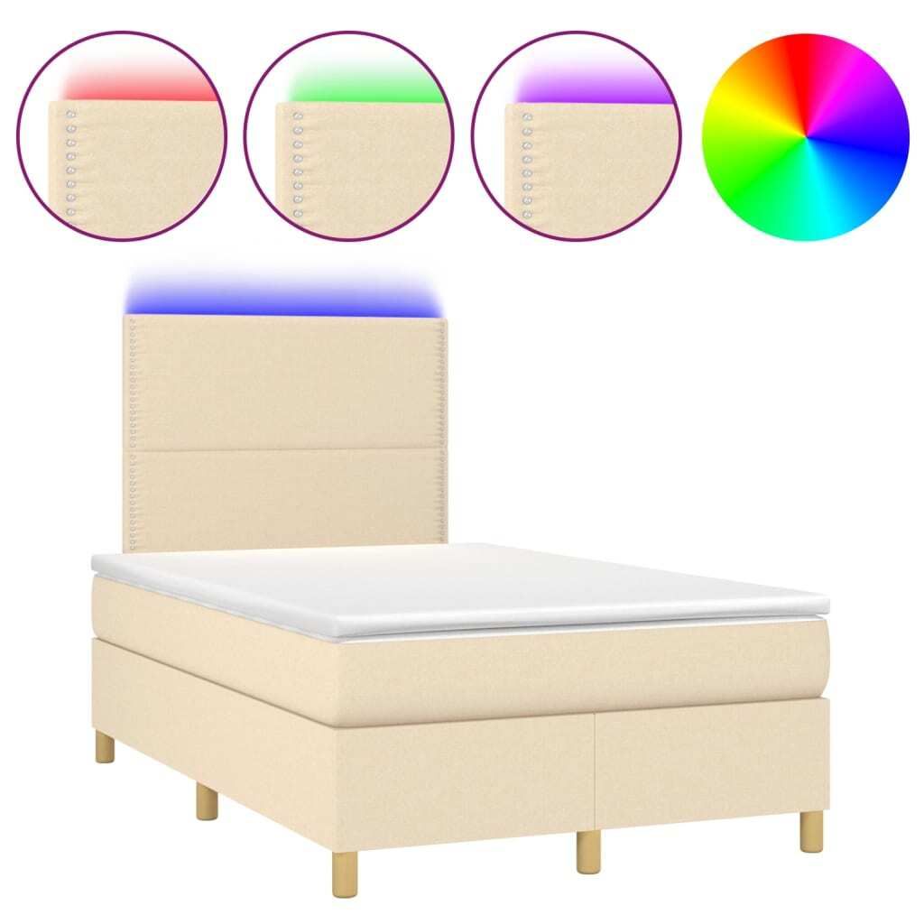 "2026 Aktion"Boxspringbett Modernes/Doppelbett - Polsterbett Erwachsene/r /Kind - mit Matratze & LED Creme 120x200cm Stoff - Klassische Betten NeuM...
