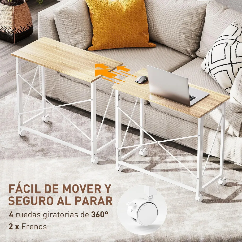 Bureau pliable pour petit espace - Solution gain de place à roulettes - 6