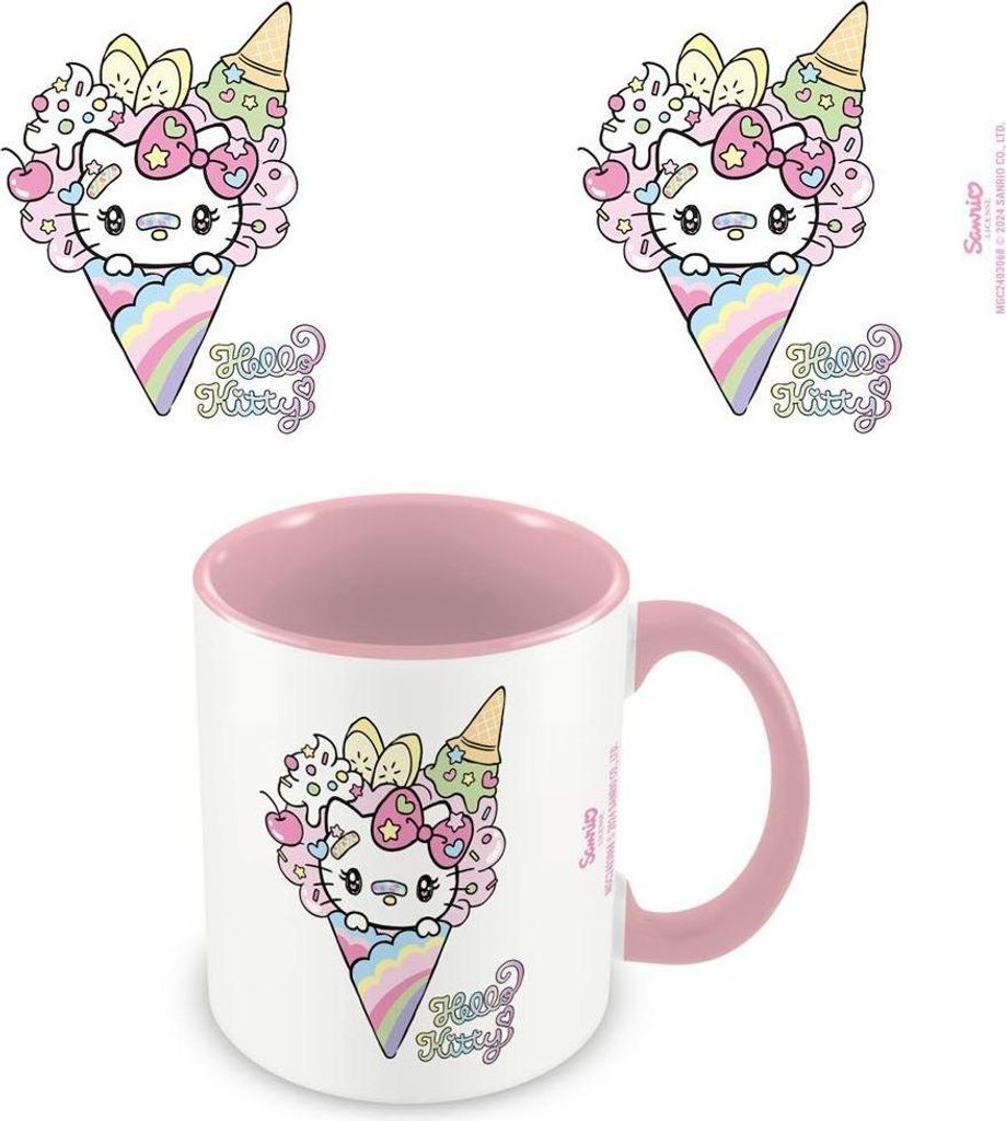 Hello Kitty - "Ice Cream" Kaffeebecher, Zweifarbige Innenseite PM12434 (Einheitsgröße) (Weiß/Pink)