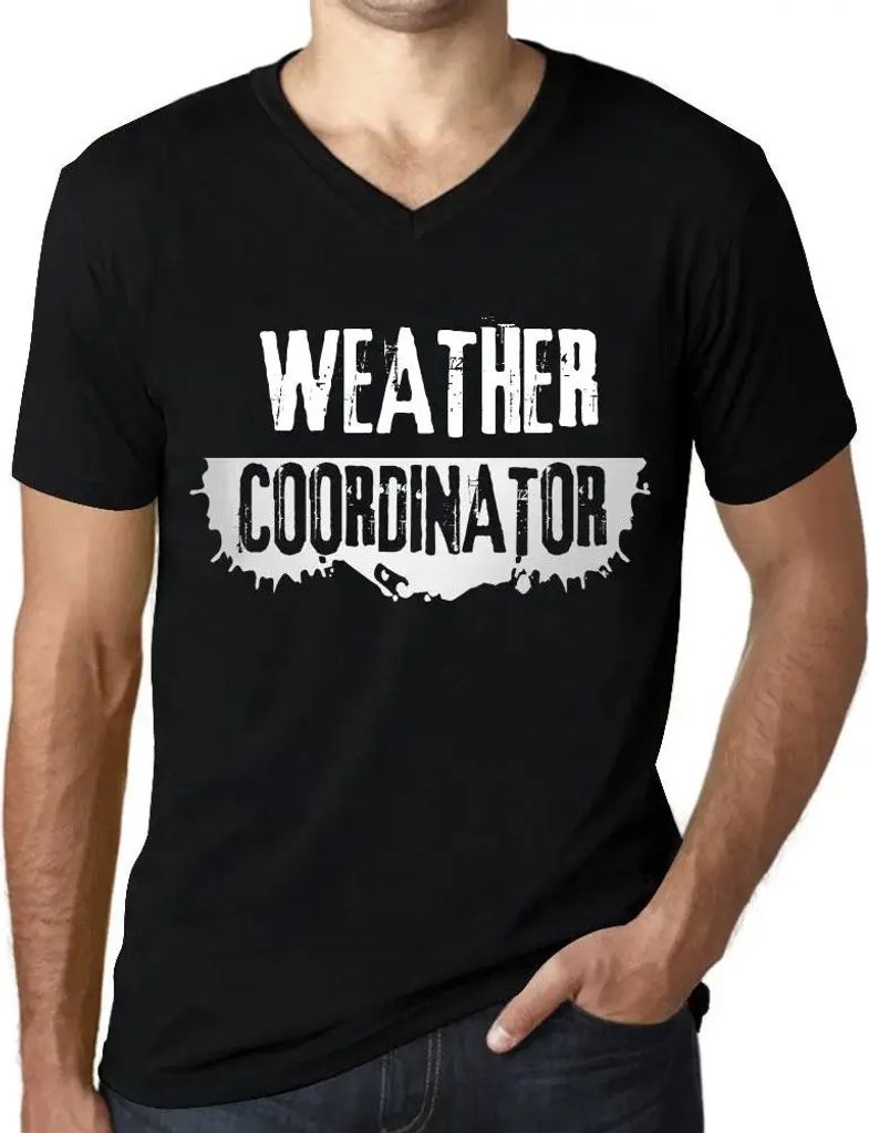 Herren Grafik T-Shirt V-Ausschnitt Wetter-Koordinator – Weather Coordinator – Öko-Verantwortlich Vintage Jahrgang Kurzarm Lustige Druck Geburt...