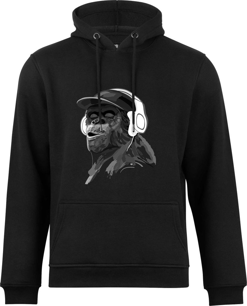 Cotton Prime Kapuzensweatshirt mit Affenmotiv - Monkey mit DJ-Kopfhörer XXL schwarz