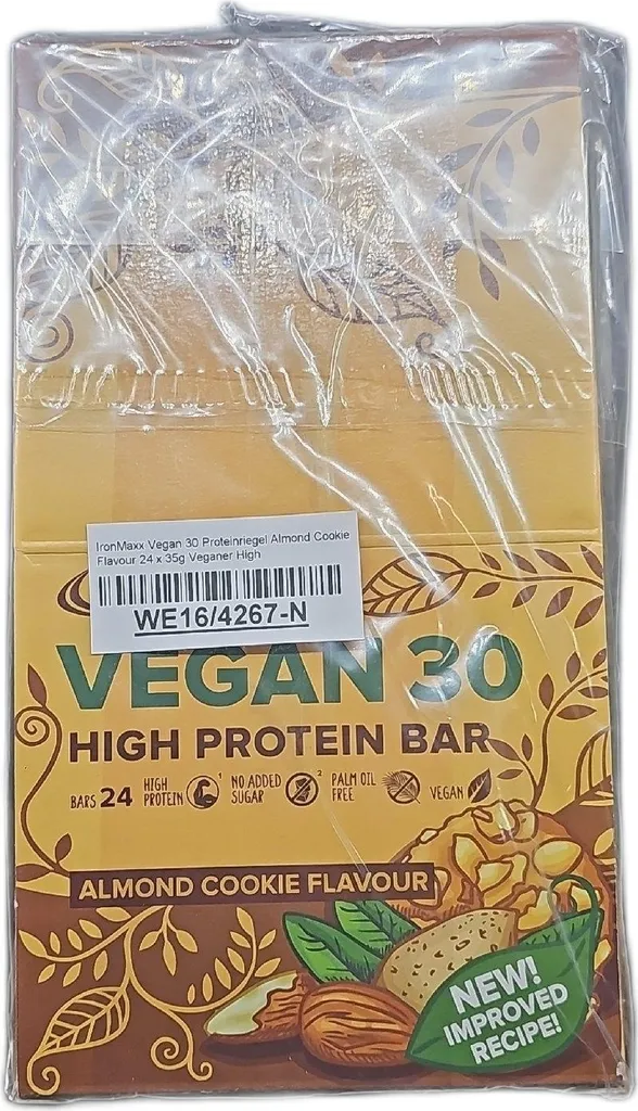Collation Vegan Post-Entraînement IronMaxx - 24 Barres Biscuit Amande - 3