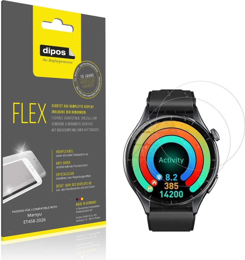 2x Schutzfolie für Marsyu ET458 2026 Folie, 100% Displayabdeckung, dipos Flex