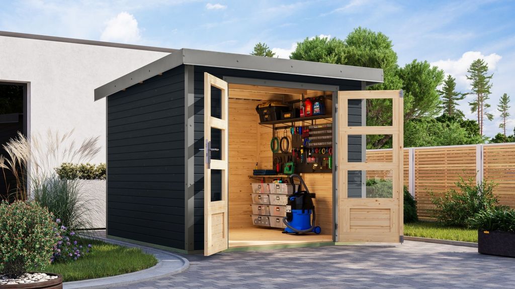 Karibu Gartenhaus Hybridhaus Metall Jupiter 3,5 anthrazit 238,5x242,5x209 cm